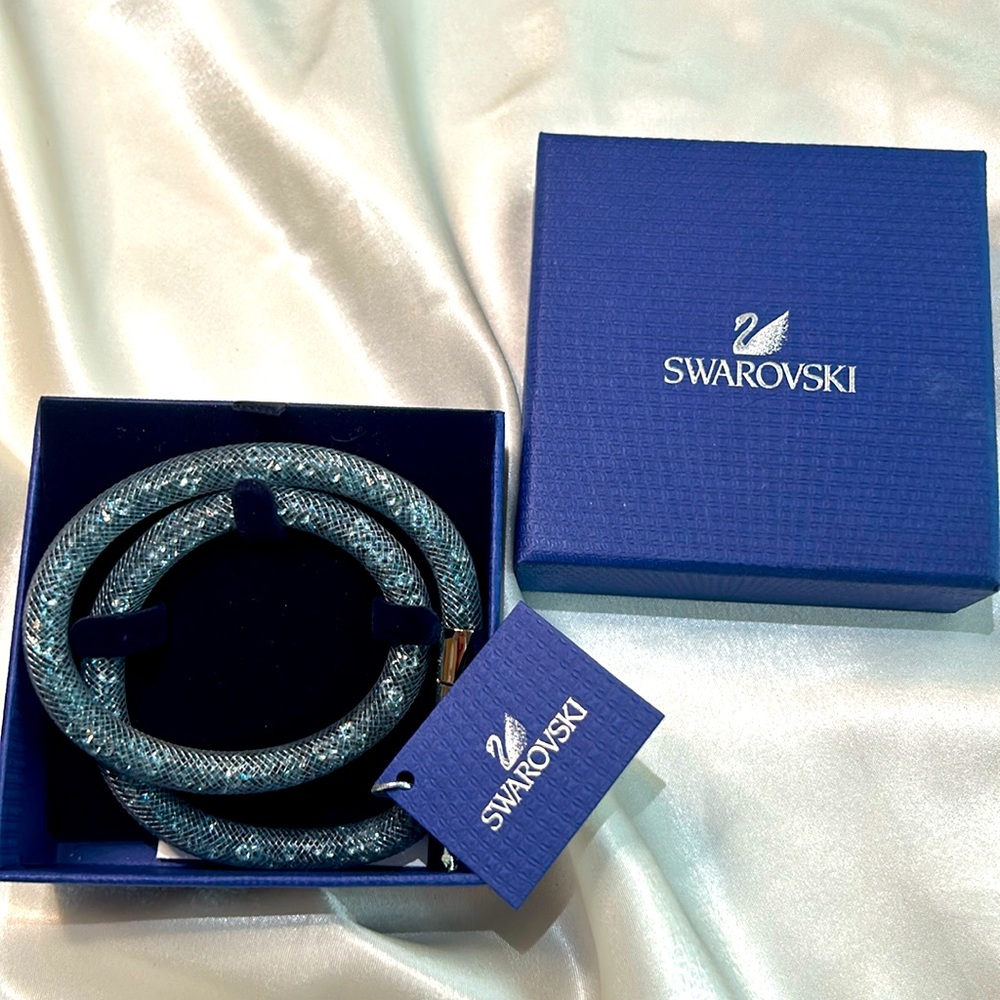 Swarovski Stardust Double-Wrap Bracelet in Blue (15”)